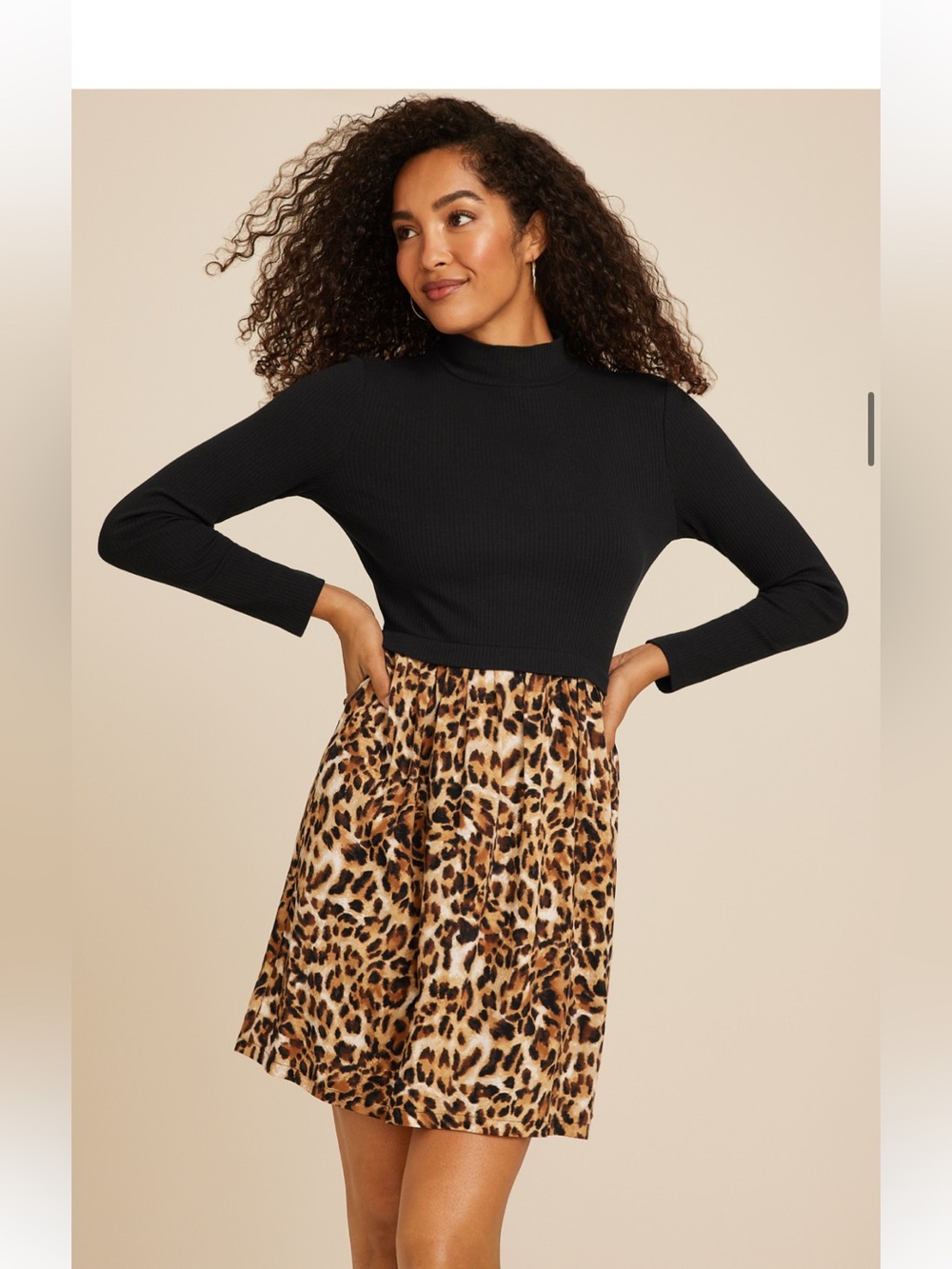 Brand new with tags. Maurices Black and Leopard Print Mini Dress